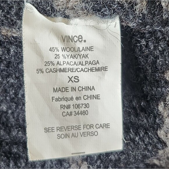 Vince Sophie women's gray striped wool yak alpaca hoodie blanket Cardigan Sz XS - Picture 7 of 9